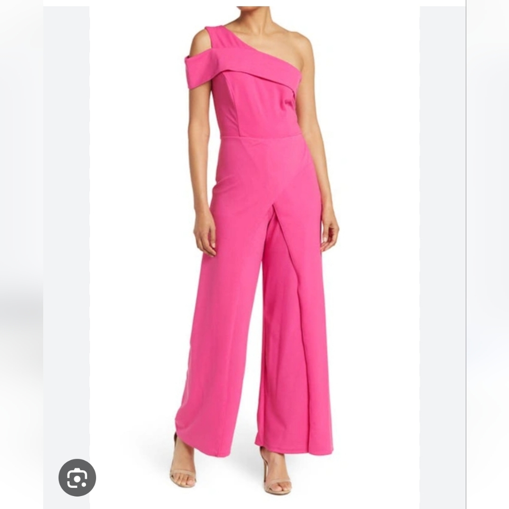 One-Shoulder Jumpsuit Marina Hot Pink Sz 6 Pants Romper Pants